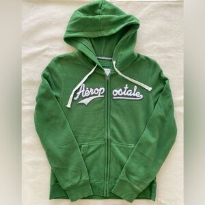 Aeropostale Kids Green Zip-Up Hoodie Spellout Zipfront XL